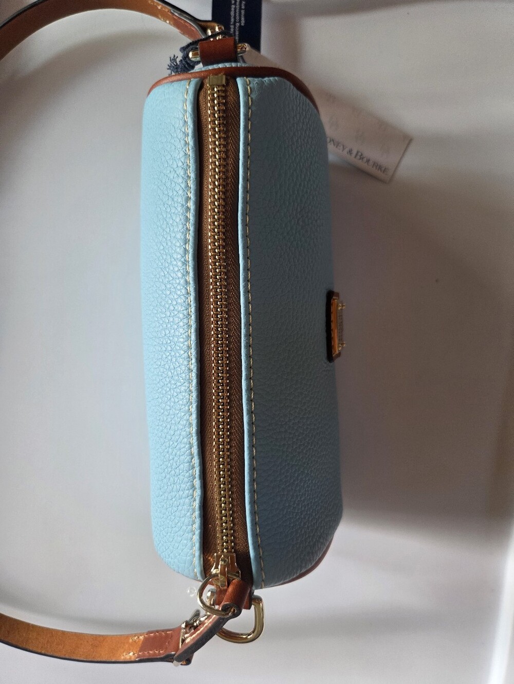 Dooney & Bourke Pebble Grain Barrel Bag Caribbean Blue NWT 2 Straps Crossbody - Picture 5 of 11